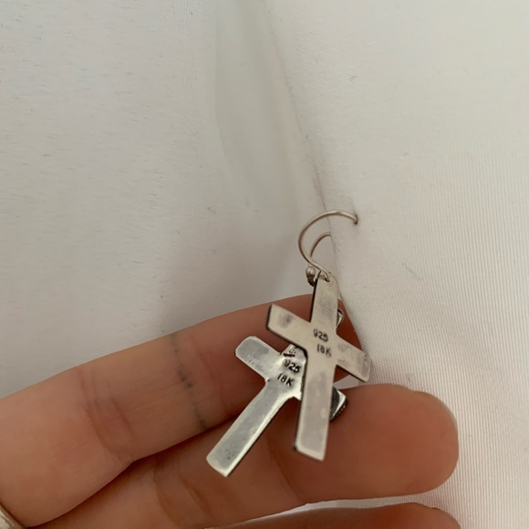 Cross Croix Silver Earrings Boucles d'Oreilles Argent - Picture 6 of 6